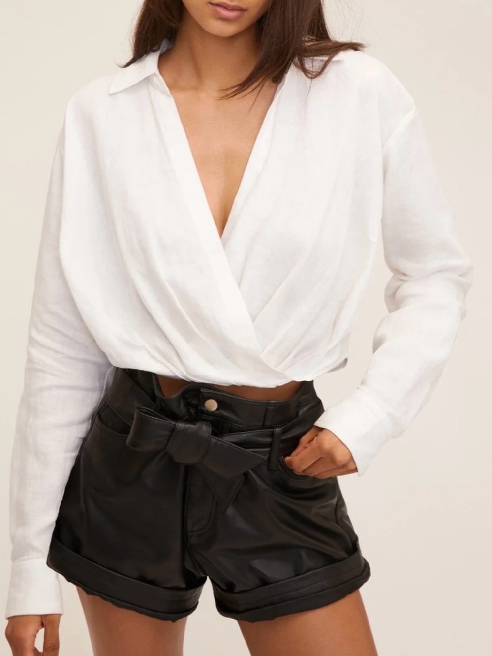 Marissa Webb Cream Linen-Blend Button Shirt